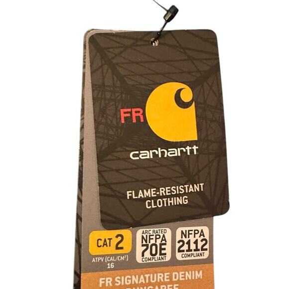 Carhartt Fire Resistant Signature Denim Dungaree CAT 2 Size 34/30 NWT - Picture 2 of 5